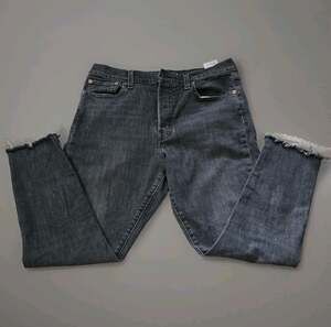 Levi's Wedgie Skinny Jeans 32/14R Charcoal Grey‎ Raven's Wing Button Fly Raw Hem